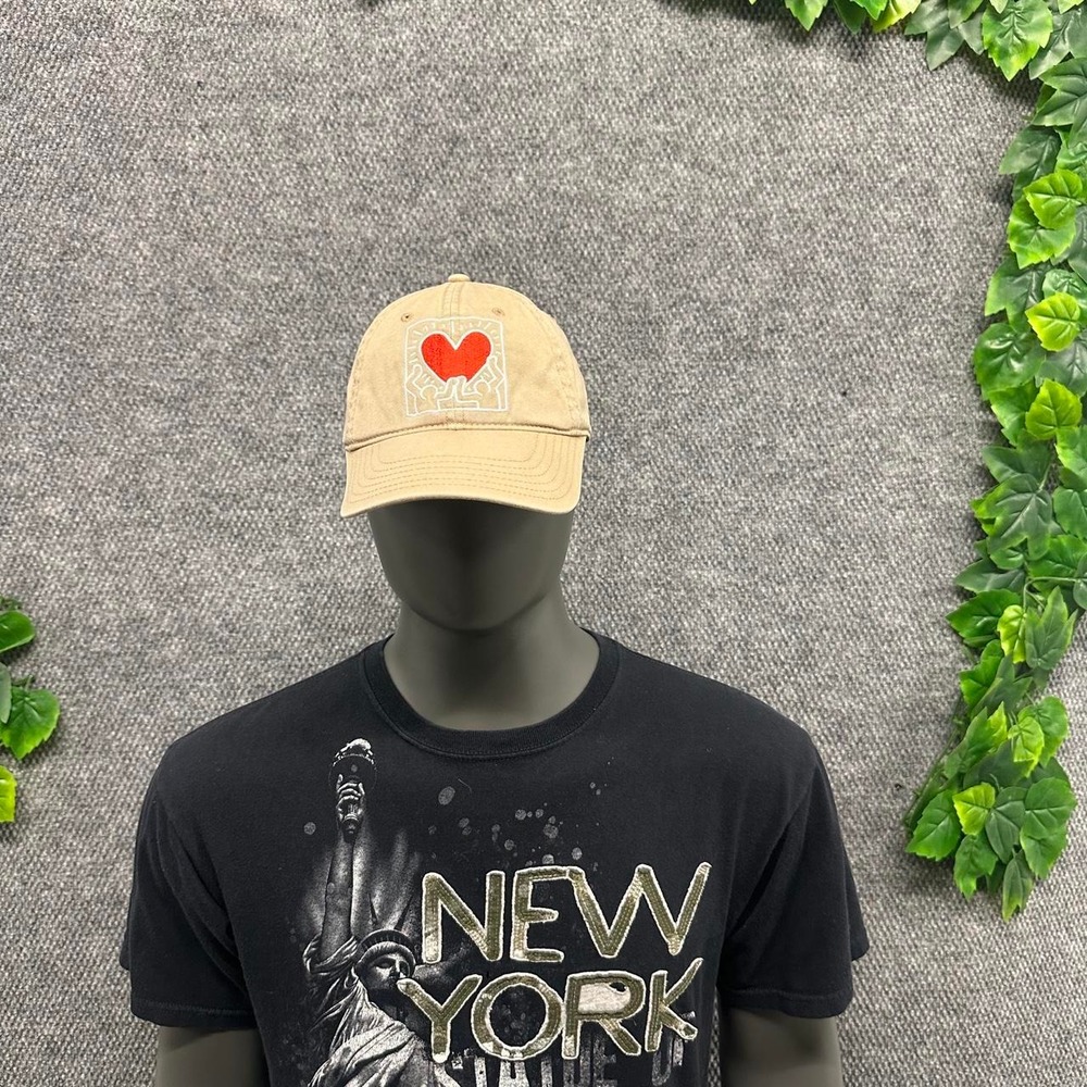 Keith Haring Heart Dad Hat Tan Adjustable Cap